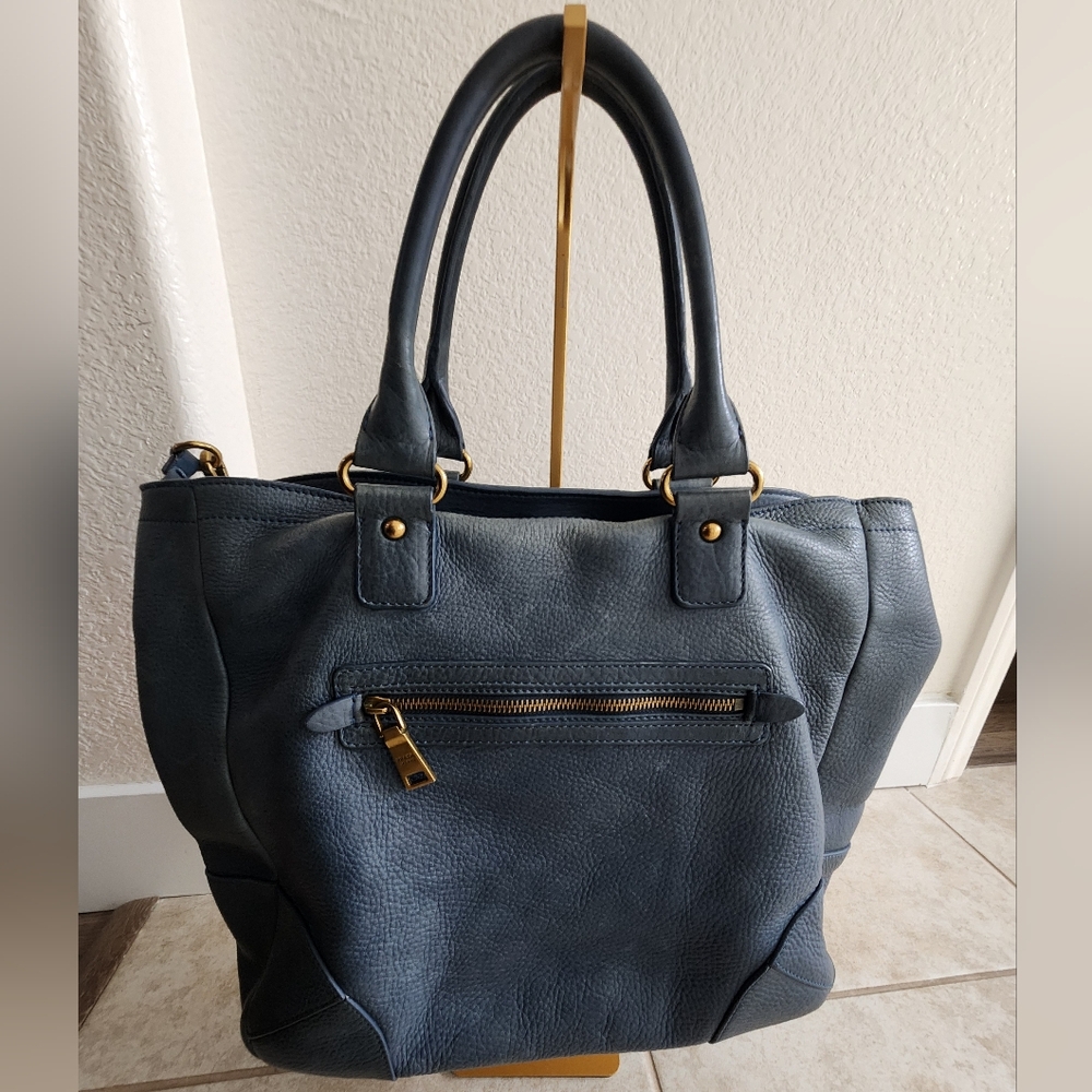 Prada Blue Leather Tote/Crossbody Bag - Picture 3 of 16